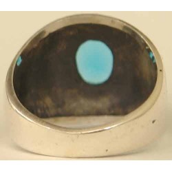 IRAN Persia Shah Pahlavi Lion & Sun Shiro Khorshid & Zoroastrian Farvahar Wing Blue Topaz Imitation Stone Silver 925 Ring