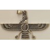 Iran Persia Double-Sided Sterling Silver 925 Zoroastrian Farvahar Wing Necklace Pendant