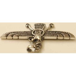 Iran Persia Double-Sided Sterling Silver 925 Zoroastrian Farvahar Wing Necklace Pendant