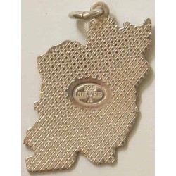 Iran Persia Map Sterling Silver 925 with Zoroastrian Farvahar Wing inside Necklace Pendant