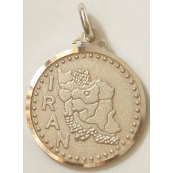 Iran Persia Map & Wording Sterling Silver 925 Necklace Pendant
