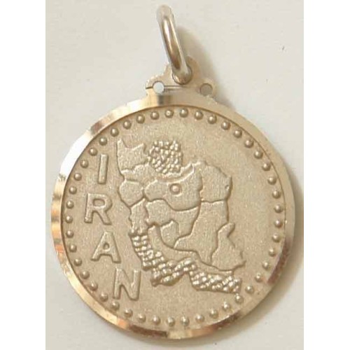 Iran Persia Map & Wording Sterling Silver 925 Necklace Pendant