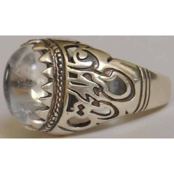 Iran Islam Shia Imam ALI-ON MA' AL-HAQQ Natural Dur-e Najaf Sterling Silver 925 Ring