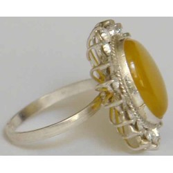 Iran Natural Yellow Agate Aqeeq Aqiq Silver 900 Lady's Ring