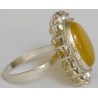 Iran Natural Yellow Agate Aqeeq Aqiq Silver 900 Lady's Ring