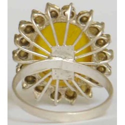 Iran Natural Yellow Agate Aqeeq Aqiq Silver 900 Lady's Ring