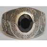 IRAN Persia Shah Pahlavi Lion & Sun Shiro Khorshid & Zoroastrian Farvahar Wing Black Imitation Stone Silver 925 Ring