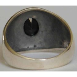 IRAN Persia Shah Pahlavi Lion & Sun Shiro Khorshid & Zoroastrian Farvahar Wing Black Imitation Stone Silver 925 Ring