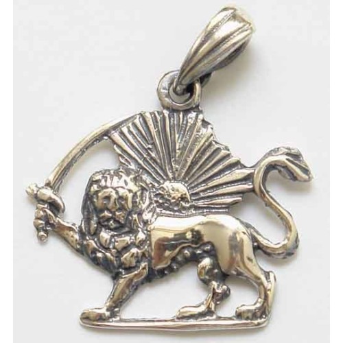 Iran Lion and Sun Emblem Sterling Silver 925 Pendant Necklace Iran Lion and Sun Emblem Sterling Silver 925 Pendant Necklace