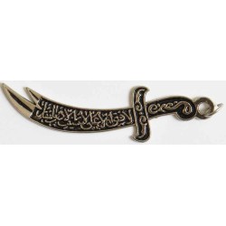 Iran Islam Shia Imam Ali Large Size Metal Zulfiqar Sword Pendant Necklace
