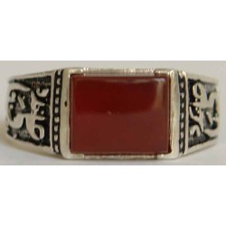 Iran Islam Shia Imam YA ALI MADAD Natural Agate Aqeeq Aqiq Akeek Sterling Silver 925 Ring
