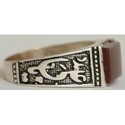 Iran Islam Shia Imam YA ALI MADAD Natural Agate Aqeeq Aqiq Akeek Sterling Silver 925 Ring