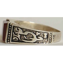 Iran Islam Shia Imam YA ALI MADAD Natural Agate Aqeeq Aqiq Akeek Sterling Silver 925 Ring