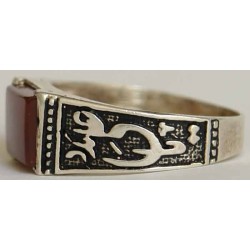 Iran Islam Shia Imam YA ALI MADAD Natural Agate Aqeeq Aqiq Akeek Sterling Silver 925 Ring