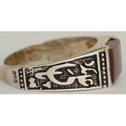 Iran Islam Shia Imam YA ALI MADAD Natural Agate Aqeeq Aqiq Akeek Sterling Silver 925 Ring