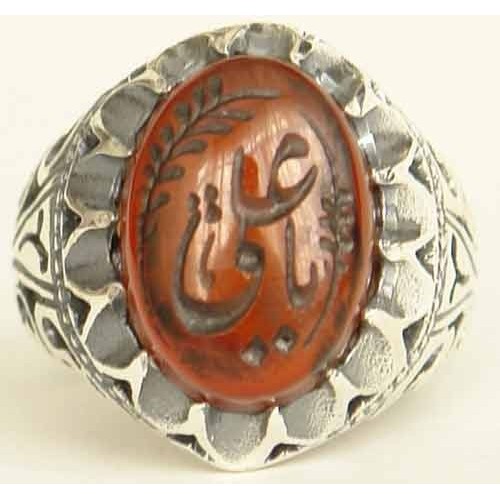 Iran Islam Shia YA ALI ( means Oh Imam Ali ) carved in Nice Arabic Calligraphy on Natural Agate Sterling Silver 925 Ring Iran Islam Shia YA ALI ( means Oh Imam Ali ) carved in Nice Arabic Calligraphy on Natural Agate Sterling Silver 925 Ring