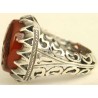 Iran Islam Shia YA ALI ( means Oh Imam Ali ) carved in Nice Arabic Calligraphy on Natural Agate Sterling Silver 925 Ring