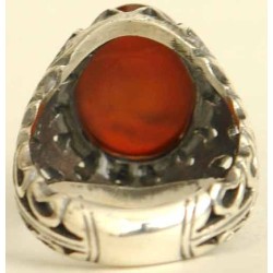 Iran Islam Shia YA ALI ( means Oh Imam Ali ) carved in Nice Arabic Calligraphy on Natural Agate Sterling Silver 925 Ring