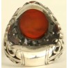 Iran Islam Shia YA ALI ( means Oh Imam Ali ) carved in Nice Arabic Calligraphy on Natural Agate Sterling Silver 925 Ring