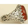 Iran Islam Shia YA ALI ( means Oh Imam Ali ) carved in Nice Arabic Calligraphy on Natural Agate Sterling Silver 925 Ring