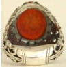 Iran Islam Shia YA ALI ( means Oh Imam Ali ) carved in Nice Arabic Calligraphy on Natural Agate Sterling Silver 925 Ring