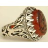 Iran Islam Shia YA ALI ( means Oh Imam Ali ) carved in Nice Arabic Calligraphy on Natural Agate Sterling Silver 925 Ring