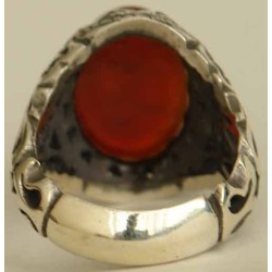 Iran Islam Shia YA ALI ( means Oh Imam Ali ) carved in Nice Arabic Calligraphy on Natural Agate Sterling Silver 925 Ring