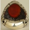 Iran Islam Shia YA ALI ( means Oh Imam Ali ) carved in Nice Arabic Calligraphy on Natural Agate Sterling Silver 925 Ring