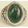 Iran Islam Shia YA ALI ( means Oh Imam Ali ) carved in Nice Arabic Calligraphy on Natural Chrysoprase Sterling Silver 925 Ring