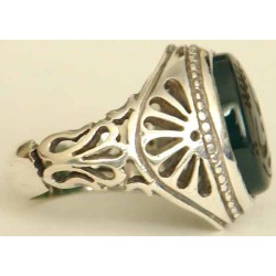 Iran Islam Shia YA ALI ( means Oh Imam Ali ) carved in Nice Arabic Calligraphy on Natural Chrysoprase Sterling Silver 925 Ring