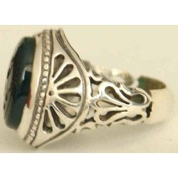 Iran Islam Shia YA ALI ( means Oh Imam Ali ) carved in Nice Arabic Calligraphy on Natural Chrysoprase Sterling Silver 925 Ring