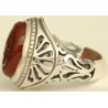 Iran Islam Shia YA Husain ( Oh Imam Husain ) carved in Nice Arabic Calligraphy on Natural Agate Sterling Silver 925 Ring