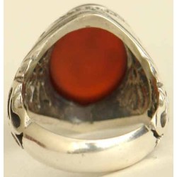 Iran Islam Shia YA Husain ( Oh Imam Husain ) carved in Nice Arabic Calligraphy on Natural Agate Sterling Silver 925 Ring