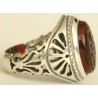 Iran Islam Shia YA Husain ( Oh Imam Husain ) carved in Nice Arabic Calligraphy on Natural Agate Sterling Silver 925 Ring