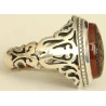 Iran Islam Shia YA FATIMAH AL-ZAHRA carved in Nice Arabic Calligraphy on Natural Agate Sterling Silver 925 Ring