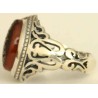 Iran Islam Shia YA FATIMAH AL-ZAHRA carved in Nice Arabic Calligraphy on Natural Agate Sterling Silver 925 Ring