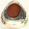 Iran Islam Shia YA FATIMAH AL-ZAHRA carved in Nice Arabic Calligraphy on Natural Agate Sterling Silver 925 Ring