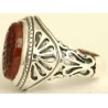 Iran Islam Shia YA FATIMAH AL-ZAHRA carved in Nice Arabic Calligraphy on Natural Agate Sterling Silver 925 Ring