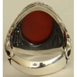 Iran Islam Shia YA FATIMAH AL-ZAHRA carved in Nice Arabic Calligraphy on Natural Agate Sterling Silver 925 Ring