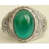 Iran Islam Shia YA ALI Natural Chrysoprases Green Agate Aqeeq Aqiq Sterling Silver 925 Ring