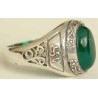 Iran Islam Shia YA ALI Natural Chrysoprases Green Agate Aqeeq Aqiq Sterling Silver 925 Ring