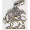 Iran National Lion and Sun Emblem Sterling Silver 925 Pendant Necklace