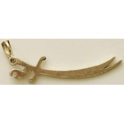 Islam Shia Imam Ali Large Size Sterling Silver 925 Zulfiqar Sword Pendant Necklace