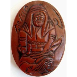Iran Islam Shia Imam Ali holding Zulfiqar & a Lion down His Feet Hand Carving on Agate Gemstone