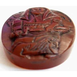 Iran Islam Shia Imam Ali holding Zulfiqar & a Lion down His Feet Hand Carving on Agate Gemstone