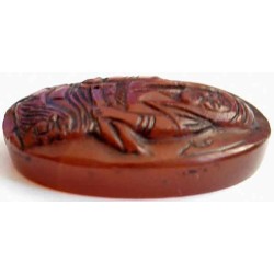 Iran Islam Shia Imam Ali holding Zulfiqar & a Lion down His Feet Hand Carving on Agate Gemstone