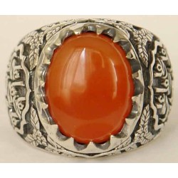 Iran Islam Shia Imam Ali Name Natural Yamani Yemeni Agate Aqeeq Aqiq Sterling Silver 925 Ring