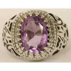 Iran Islam Shia Imam ALI-ON MA' AL-HAQQ Natural Amethyst Sterling Silver 925 Ring