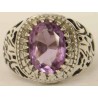 Iran Islam Shia Imam ALI-ON MA' AL-HAQQ Natural Amethyst Sterling Silver 925 Ring