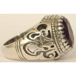 Iran Islam Shia Imam ALI-ON MA' AL-HAQQ Natural Amethyst Sterling Silver 925 Ring